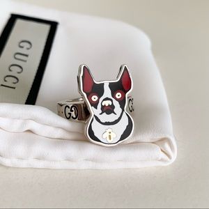 Gucci sterling silver ring Boston terrier dog